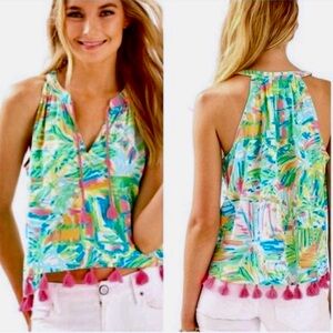 Lilly Pulitzer Roxi Top NWT Size Small Sea Salt and Sun